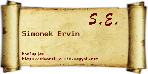 Simonek Ervin névjegykártya